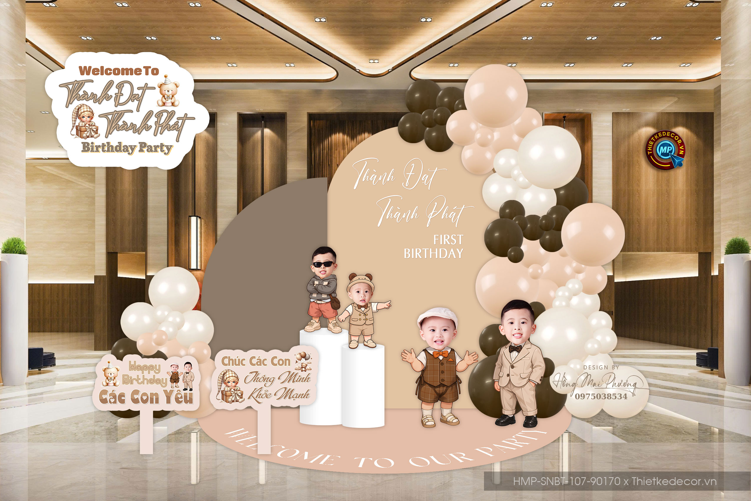 File thiết kế trang trí decor sinh nhật- thôi nôi bé trai đáng yêu cute
